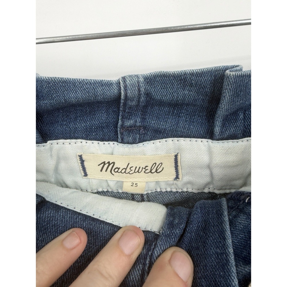 Madewell Paperbag Belted Trouser Jeans Women 25 Blue Medium Wash Straight Leg - Picture 3 of 7
